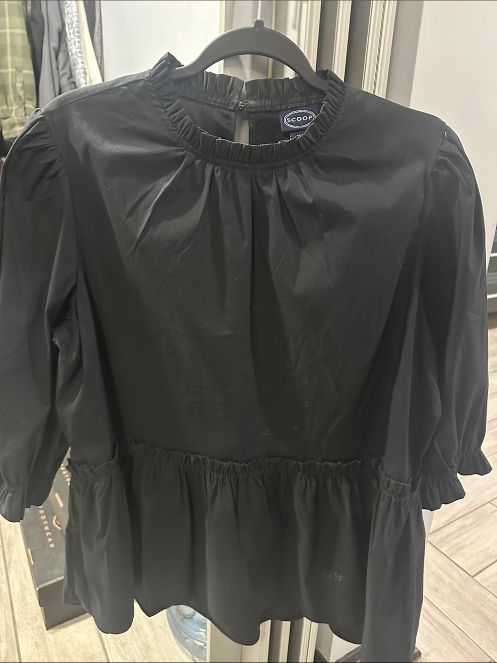 SCOOP Inspired Black Ruffled Peplum Blouse